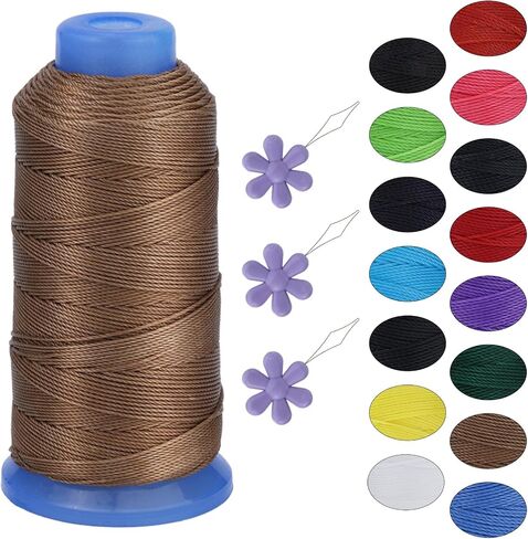 Pnytty Waxed Thread, 0.8mm Leather Sewing Thread, 1200D 437Yard Leather Upholstery Thread for Hand Sewing, Embroidery Projects, DIY Jewelry Making, Bookbinding, Leather Project Repairing -Black in Kuwait