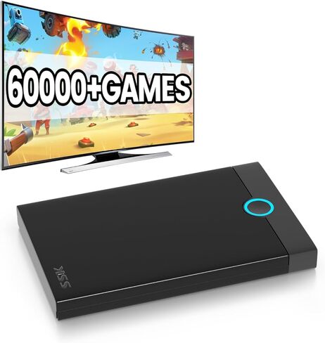 وحدة تحكم ألعاب Bearway Retro 500G HDD - وحدة تحكم ألعاب فيديو مع 60000+ ألعاب كلاسيكية، محرك أقراص ثابتة خارجي متوافق مع 70+محاكيات وألعاب ثلاثية الأبعاد، وحدة تحكم فائقة لنظام التشغيل Windows 8.1/10/11، SATA 3.0 in Kuwait