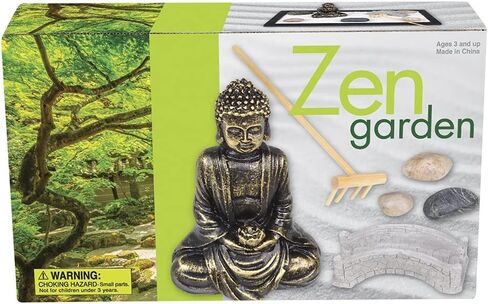 Japanese Home Zen Garden Set (11"x6.5") Includes 7 Pieces and 1 rake. Desk Size. Mini Rock Meditation Gift Sandbox Buddha Statue, Stones and Bridge Gift Stress Relieve Relief in Saudi Arabia