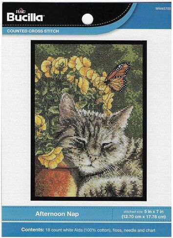 Bucilla AFTERNOON NAP Cross Stitch Kit, White in Saudi Arabia