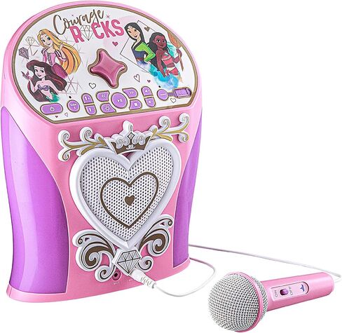eKids Disney Princess Karaoke Machine, Bluetooth Speaker with Microphone for Kids, Speaker with USB Port to Play Music, Easily Access Disney Karaoke Playlists with New EZ Link Feature in Saudi Arabia