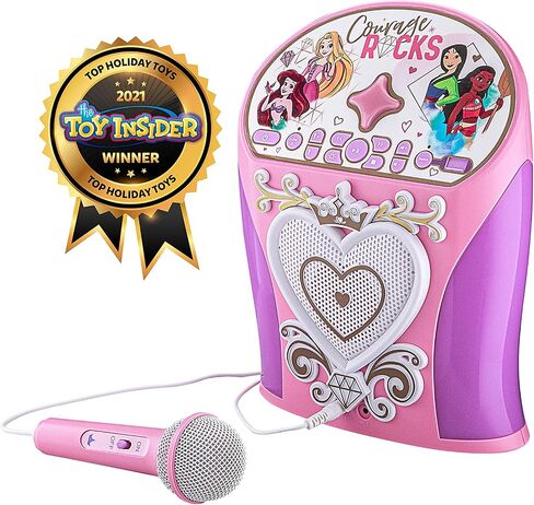 eKids Disney Princess Karaoke Machine, Bluetooth Speaker with Microphone for Kids, Speaker with USB Port to Play Music, Easily Access Disney Karaoke Playlists with New EZ Link Feature in Saudi Arabia