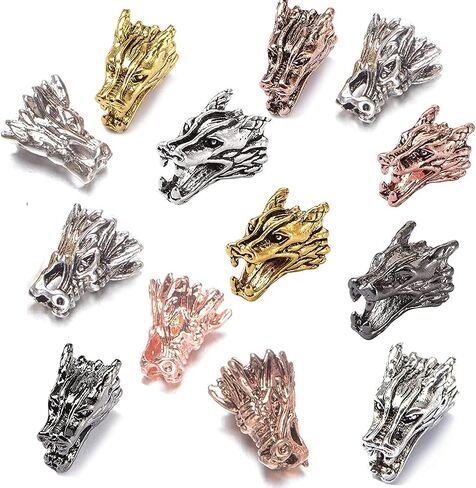 AD الخرز المعدن الصلب 10 قطع 12x15mm رأس التنين فاصل متنوعة الخرز اللون مختلط in Kuwait