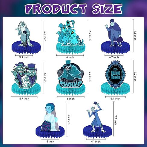 8 قطع ديكور قصر مسكون لطاولة الهالوين، ديكورات حفلات الهالوين، استحمام الطفل، أزرق أخضر، شبح الهالوين، قطع مركزية على شكل قرص العسل لحفلات الهالوين in Kuwait