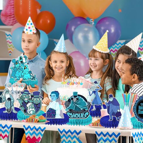 8 قطع ديكور قصر مسكون لطاولة الهالوين، ديكورات حفلات الهالوين، استحمام الطفل، أزرق أخضر، شبح الهالوين، قطع مركزية على شكل قرص العسل لحفلات الهالوين in Kuwait