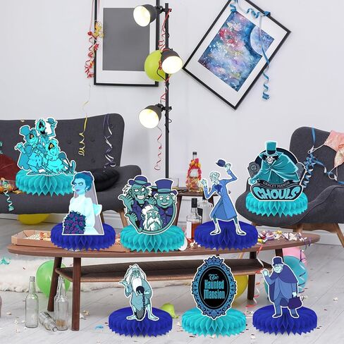 8 قطع ديكور قصر مسكون لطاولة الهالوين، ديكورات حفلات الهالوين، استحمام الطفل، أزرق أخضر، شبح الهالوين، قطع مركزية على شكل قرص العسل لحفلات الهالوين in Kuwait