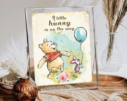 ديكور حائط بتصميم ويني لطيف من انبالا، 8 قطع - 5 × 7 انش لتزيين حفلات استقبال المولود الجديد، قطعة مركزية في الحضانة وهدايا حفلات اعياد الميلاد in Kuwait