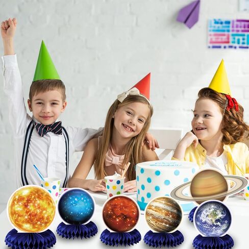 10 قطع من القطع المركزية على شكل قرص العسل لموضوع النظام الشمسي الفضائي لتزيين الطاولة، لوازم الحفلات ذات طابع الفضاء الخارجي، زينة على شكل قرص العسل للأطفال، مستلزمات حفلات أعياد الميلاد وحفلات استقبال المولود الجديد (جالاكسي) in Kuwait