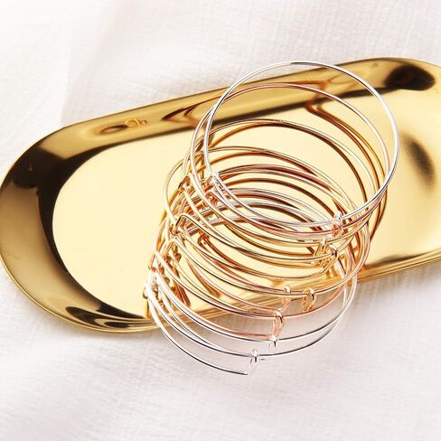 سانسينغ 20 قطعة من الاساور المعدنية، سوار سلسلة قابلة للتمدد من نوع الحلقة، سوار من الستانلس ستيل قابل للتعديل، سوار قلادة مجوهرات يمكنك صنعه بنفسك، سوار للنساء (2.6 انش) in Kuwait