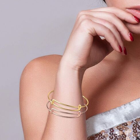 سانسينغ 20 قطعة من الاساور المعدنية، سوار سلسلة قابلة للتمدد من نوع الحلقة، سوار من الستانلس ستيل قابل للتعديل، سوار قلادة مجوهرات يمكنك صنعه بنفسك، سوار للنساء (2.6 انش) in Kuwait