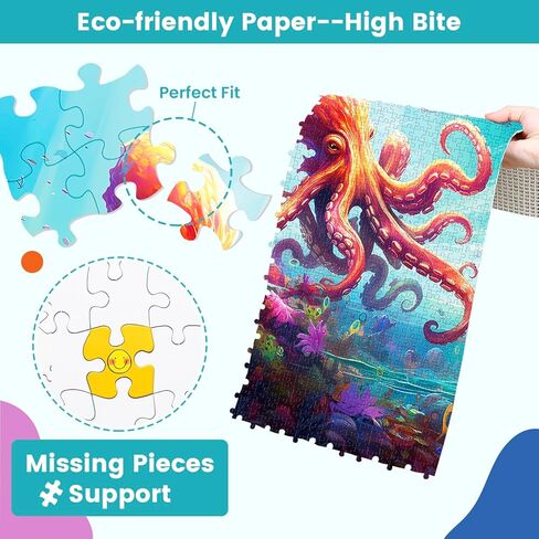 ألغاز Edsjegn للبالغين 1000 قطعة، ألغاز للكبار، ألغاز 1000 قطعة، ألغاز الصور المقطوعة 1000 قطعة، ألغاز الأخطبوط المرجاني، ألغاز 1000 قطعة، ألعاب ألغاز in Kuwait