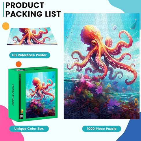 ألغاز Edsjegn للبالغين 1000 قطعة، ألغاز للكبار، ألغاز 1000 قطعة، ألغاز الصور المقطوعة 1000 قطعة، ألغاز الأخطبوط المرجاني، ألغاز 1000 قطعة، ألعاب ألغاز in Kuwait