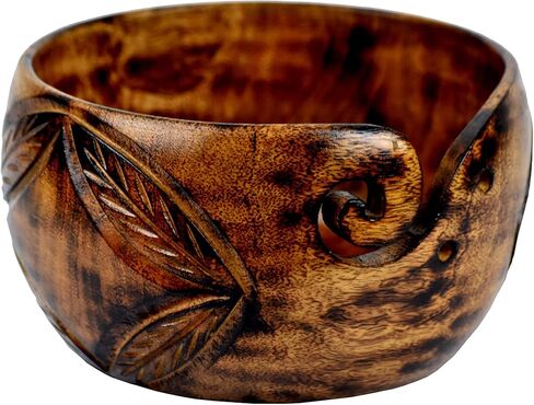 يونيك ارتس لفافة غزل يدوية الصنع - لفافة خيوط كبيرة للحياكة والكروشيه مصنوعة يدويًا - لفافة كرات طبيعية شديدة التحمل (خشب الزان). (وعاء غزل مانجو 7 × 4) in Kuwait