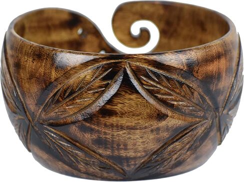 يونيك ارتس لفافة غزل يدوية الصنع - لفافة خيوط كبيرة للحياكة والكروشيه مصنوعة يدويًا - لفافة كرات طبيعية شديدة التحمل (خشب الزان). (وعاء غزل مانجو 7 × 4) in Kuwait