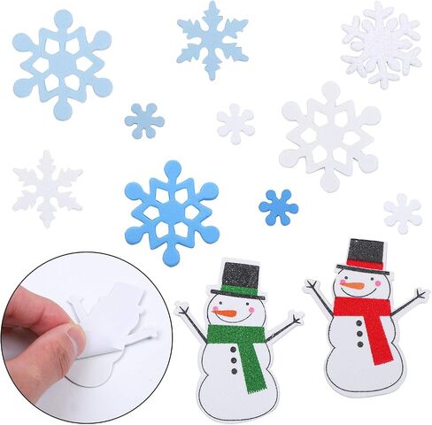 Aneco 500 Pieces Foam Snowflakes Stickers Winter Snowman Self-Adhesive Stickers for DIY Craft or Party Favor in Saudi Arabia