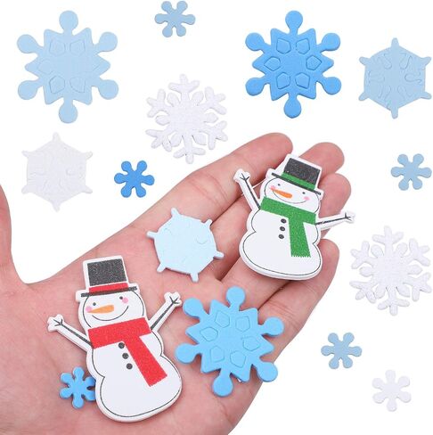 Aneco 500 Pieces Foam Snowflakes Stickers Winter Snowman Self-Adhesive Stickers for DIY Craft or Party Favor in Saudi Arabia