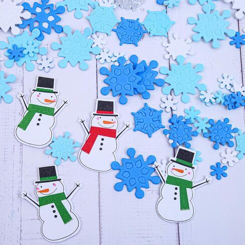 Aneco 500 Pieces Foam Snowflakes Stickers Winter Snowman Self-Adhesive Stickers for DIY Craft or Party Favor in Saudi Arabia