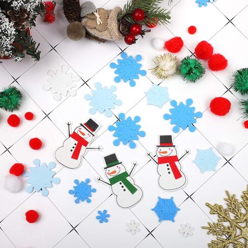 Aneco 500 Pieces Foam Snowflakes Stickers Winter Snowman Self-Adhesive Stickers for DIY Craft or Party Favor in Saudi Arabia