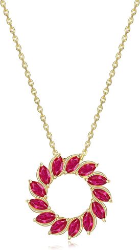 MORGAN & PAIGE Lab Created Gemstone Pendant Circle Necklace Featuring 18-Karat Yellow Gold-Plated Sterling Silver Faceted Cable Chain, Circle Pendant Necklace for Women in Kuwait