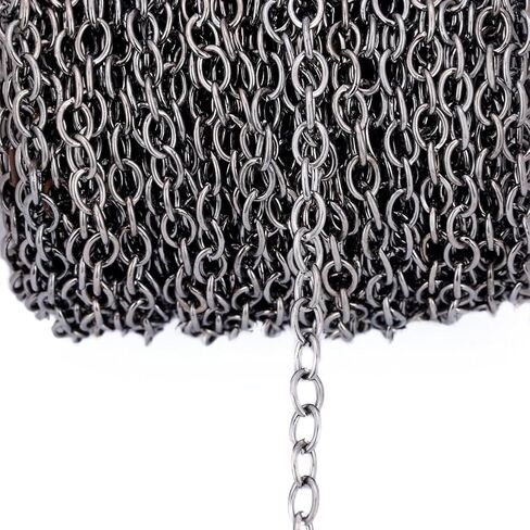 19.7ft 4x6mm Iron Twisted Cross Chain and 20pcs Lobster Buckle 100pcs Open Circle Combination - DIY Making Jewelry Accessories Chain (Black) in Saudi Arabia