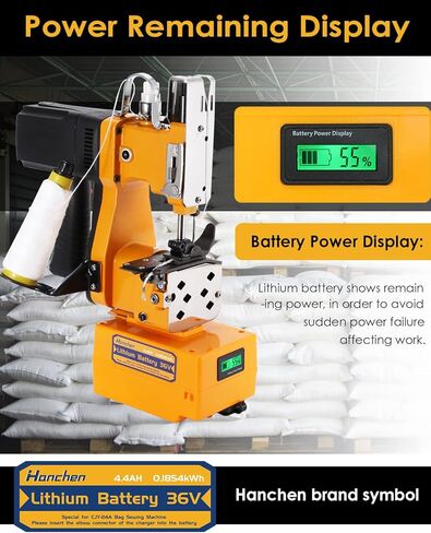 آلة خياطة الأكياس اللاسلكية من Hanchen، آلة إغلاق الأكياس المحمولة ببطارية الليثيوم، آلة تعبئة وتغليف الأكياس المنسوجة الأوتوماتيكية لأكياس العلف، وأكياس الجوت، وأكياس البذور، وأكياس أرز الفينيل in Kuwait