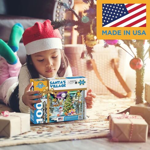 Christmas Puzzles for Kids Ages 4-8, Ages 8-10, Ages 10-12 - Santa's Room - 100 Piece Puzzles for Kids Ages 4-8, Floor Puzzles for Kids Ages 4-8, Christmas Puzzle for Kids - Made in USA in Saudi Arabia
