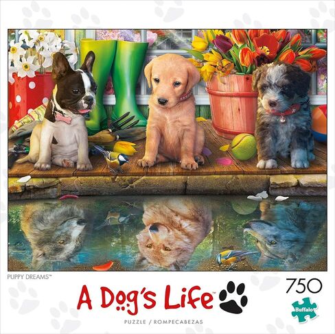 Buffalo Games - Puppy Dreams - 750 Piece Jigsaw Puzzle, White for Adults Challenging Puzzle Perfect for Game Nights - 750 Piece Finished Size is 24.00 x 18.00 in Saudi Arabia
