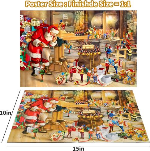 ألغاز Alagoo 100 قطعة للأطفال من سن 4 إلى 8 سنوات، ألغاز عيد الميلاد في ورشة سانتا للأطفال، أحجية الصور المقطوعة للأطفال من سن 3 إلى 5 سنوات، ألغاز الأطفال من سن 6 إلى 8 سنوات، 4-6 سنوات، ألغاز تخزين الصور المقطوعة (15 بوصة × 10 بوصة) in Kuwait