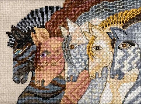 Moroccan Mares Beaded Counted Cross Stitch Kit (Linen) Mill Hill 2017 Laurel Burch Horses Collection LB301712 in Saudi Arabia