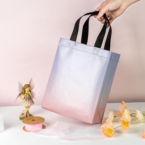 حقيبة هدايا أرجوانية متدرجة قابلة لإعادة الاستخدام مكونة من 12 قطعة من WRAPAHOLIC مع مقابض - حجم متوسط ​​8 × 4 × 10 بوصة - مثالية لحقائب هدايا عيد الميلاد، وحقيبة التسوق، وحقائب الهدايا الجيدة، وحقائب هدايا الحفلات in Kuwait
