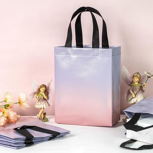 حقيبة هدايا أرجوانية متدرجة قابلة لإعادة الاستخدام مكونة من 12 قطعة من WRAPAHOLIC مع مقابض - حجم متوسط ​​8 × 4 × 10 بوصة - مثالية لحقائب هدايا عيد الميلاد، وحقيبة التسوق، وحقائب الهدايا الجيدة، وحقائب هدايا الحفلات in Kuwait