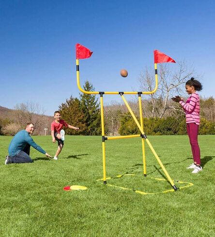 HearthSong Football and Disc Target Kick 'n Toss Set with Inflatable Football, Two Discs, Removable Net, and Pump in Kuwait