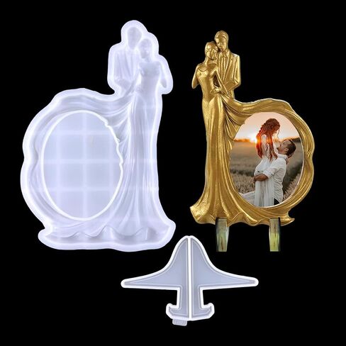 Voyyphixa Couple Photo Frame Resin Molds Silicone, Bride and Groom Picture Frame Epoxy Molds for Casting DIY Personalized Valentine's Day Anniversary Home Table Decor in Saudi Arabia