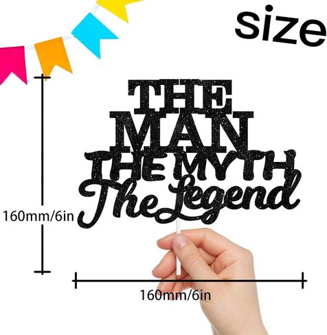 The Man The Myth The Legend Cake Topper Decorations Dad Birthday Theme Happy Father’s Day Party Decor Supplies Black in Saudi Arabia