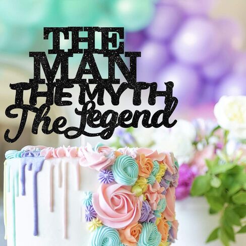 The Man The Myth The Legend Cake Topper Decorations Dad Birthday Theme Happy Father’s Day Party Decor Supplies Black in Saudi Arabia