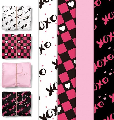 نيكرو هوم 24 قطعة من المناديل الورقية لهدايا عيد الحب، ورق تغليف فني على شكل قلب لعيد الحب لاكياس الهدايا والحرف اليدوية (20 × 15 انش) in Kuwait