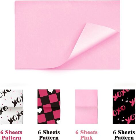 نيكرو هوم 24 قطعة من المناديل الورقية لهدايا عيد الحب، ورق تغليف فني على شكل قلب لعيد الحب لاكياس الهدايا والحرف اليدوية (20 × 15 انش) in Kuwait