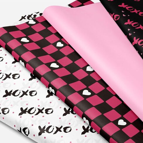 نيكرو هوم 24 قطعة من المناديل الورقية لهدايا عيد الحب، ورق تغليف فني على شكل قلب لعيد الحب لاكياس الهدايا والحرف اليدوية (20 × 15 انش) in Kuwait