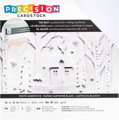 American Crafts Precision Cardstock Pack-12x12 60/Package White Cardstock, White Textured Cardstock Art Crafts Supplies Cardstock For Cutting Machine Cardstock For Scrapbooking Cardstock White in Saudi Arabia