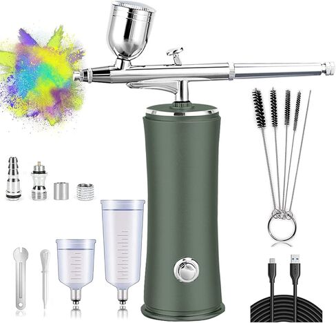 مجموعة بخاخة لاسلكية مع ضاغط، مجموعة مسدس بخاخة محمولة قابلة لاعادة الشحن للحلاقين وفن الاظافر وتزيين الكيك والمكياج وطلاء النماذج in Kuwait