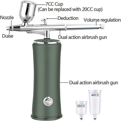 مجموعة بخاخة لاسلكية مع ضاغط، مجموعة مسدس بخاخة محمولة قابلة لاعادة الشحن للحلاقين وفن الاظافر وتزيين الكيك والمكياج وطلاء النماذج in Kuwait