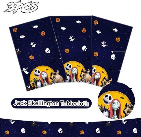 LANFUBEISI Nightmare زينة عيد الميلاد، مفرش طاولة عيد الميلاد وحفلات عيد الميلاد، 3 قطع مقاس 70 بوصة × 43 بوصة غطاء طاولة بلاستيكي للاستعمال مرة واحدة، ديكورات العشاء لحفلات أعياد الميلاد in Kuwait