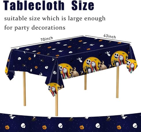 LANFUBEISI Nightmare زينة عيد الميلاد، مفرش طاولة عيد الميلاد وحفلات عيد الميلاد، 3 قطع مقاس 70 بوصة × 43 بوصة غطاء طاولة بلاستيكي للاستعمال مرة واحدة، ديكورات العشاء لحفلات أعياد الميلاد in Kuwait