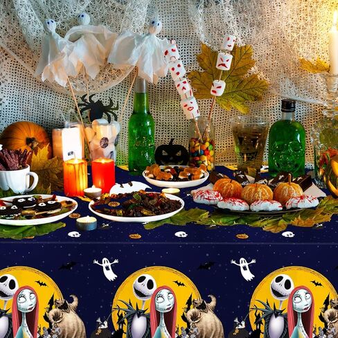 LANFUBEISI Nightmare زينة عيد الميلاد، مفرش طاولة عيد الميلاد وحفلات عيد الميلاد، 3 قطع مقاس 70 بوصة × 43 بوصة غطاء طاولة بلاستيكي للاستعمال مرة واحدة، ديكورات العشاء لحفلات أعياد الميلاد in Kuwait