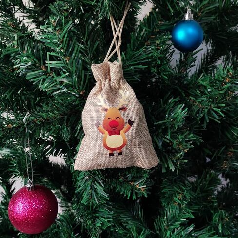 36 Pack Small Christmas Buffalo Plaid Gift Bags, Tiny Christmas Burlap Candy Bag with Drawstring for Xmas Stocking Stuffers, 9 Style Christmas Tree, Snowman, Santa Claus, Elk, Bell, Stocking etc in Kuwait
