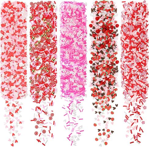 250 Grams Valentine's Day Fake Chocolate Candy Sprinkles Tiny Polymer Clay Embellishments Heart Polymer Clay Slices Soft Clay DIY Decoration for Resin Nail Scrapbook Charm DIY Art Crafts Making in Saudi Arabia