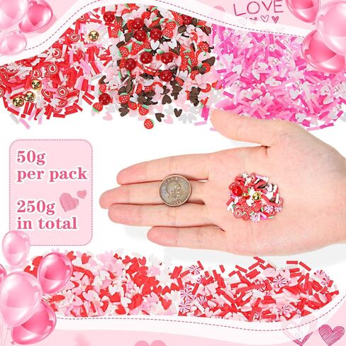 250 Grams Valentine's Day Fake Chocolate Candy Sprinkles Tiny Polymer Clay Embellishments Heart Polymer Clay Slices Soft Clay DIY Decoration for Resin Nail Scrapbook Charm DIY Art Crafts Making in Saudi Arabia