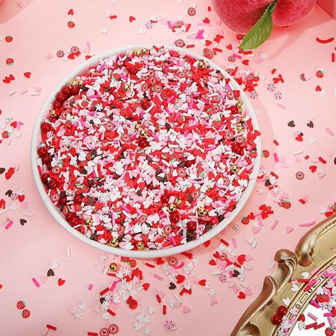 250 Grams Valentine's Day Fake Chocolate Candy Sprinkles Tiny Polymer Clay Embellishments Heart Polymer Clay Slices Soft Clay DIY Decoration for Resin Nail Scrapbook Charm DIY Art Crafts Making in Saudi Arabia