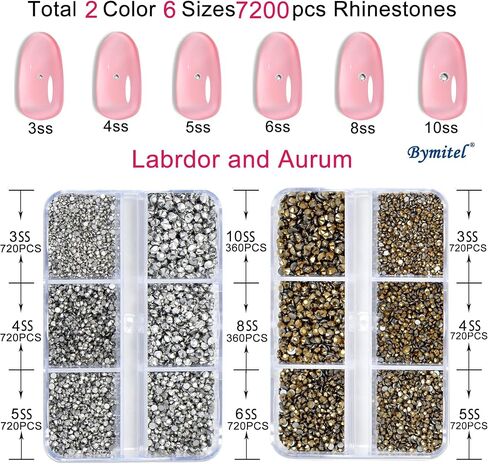 Bymitel 7200 Pieces Amethyst and Rose Rhinestones Flat Back 6 Mixed Sizes Crystal Round Glass Gems with Tweezers and Picking Rhinestones Pen in Saudi Arabia