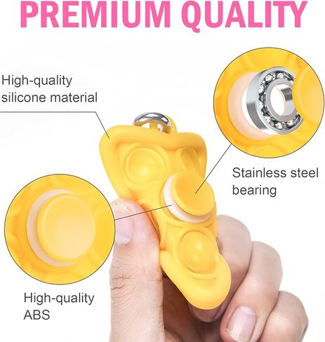 مجموعة سلسلة مفاتيح NiHealth 4-Pack 2 في 1 Mini Star Pop Fidget Spinner Keychain، لعبة Push Pop Bubble Fidget الحسية لتخفيف التوتر ومضادة للقلق للأطفال والكبار (الأخضر والأزرق والأصفر والوردي) in Kuwait